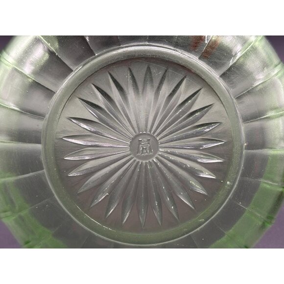 Vintage Uranium Hazel Atlas Vaseline Block Depression Glass Mixing Bowl - Picture 6 of 7